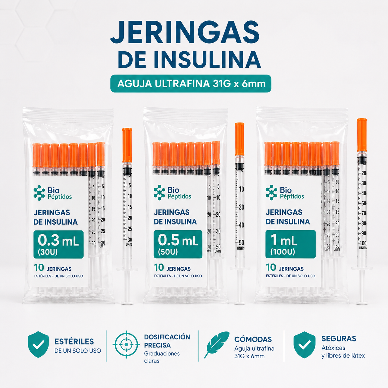 Jerimgas de Insulina 3 Jeringas de Insulina - Imagen 1